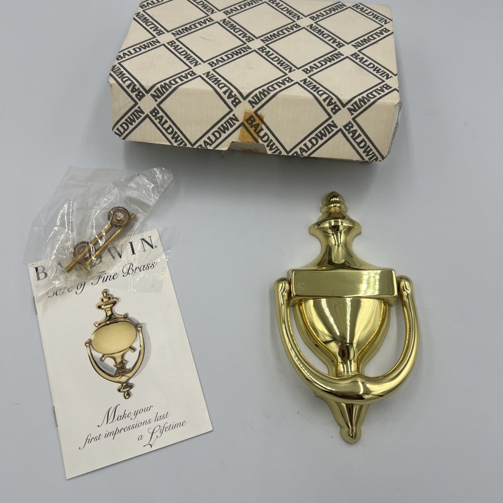 Vintage Baldwin Solid Brass Door Knocker Polished Imperial Style - New in box!